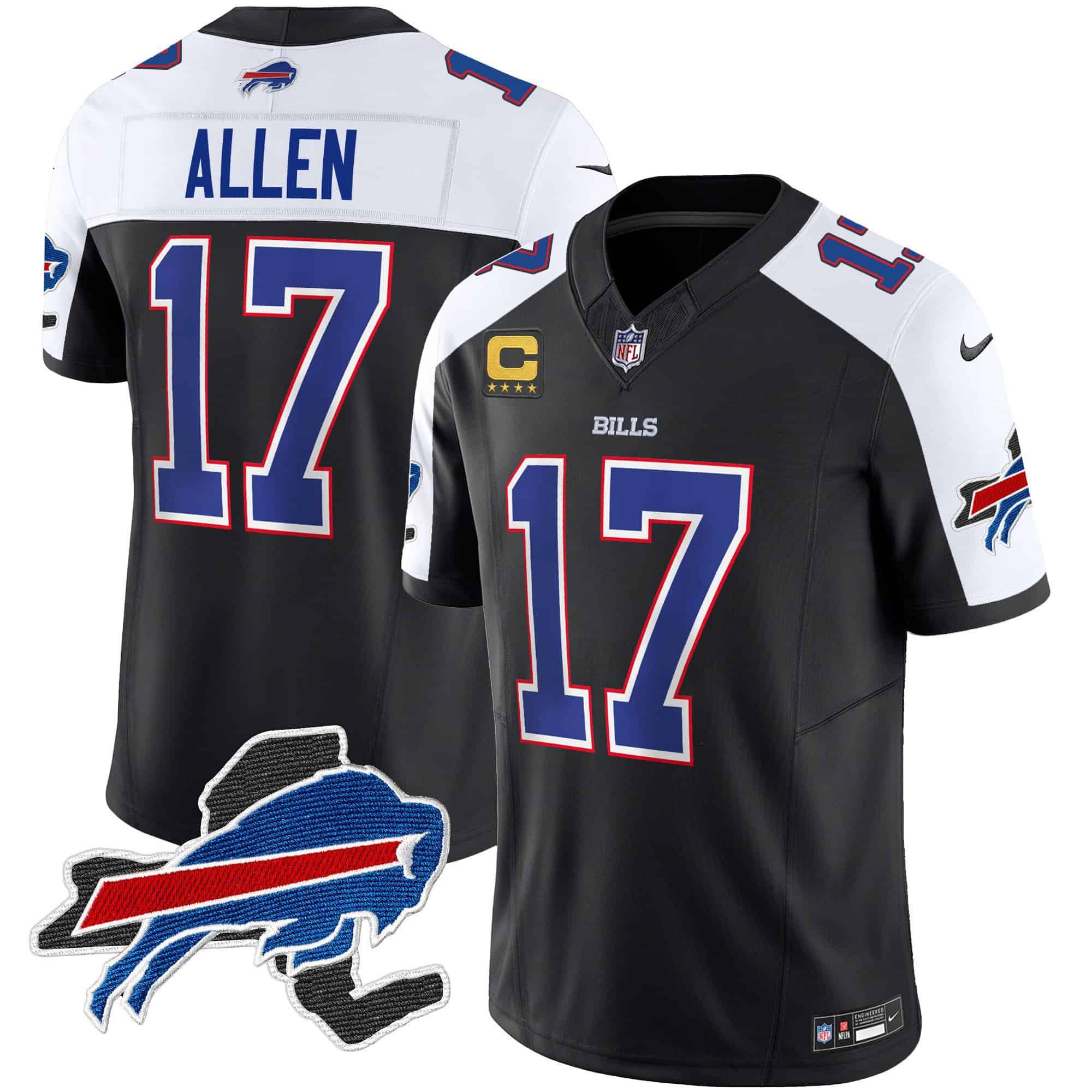 Men Buffalo Bills #17 Allen Black 2024 Nike Patch Vapor Limited NFL Jersey